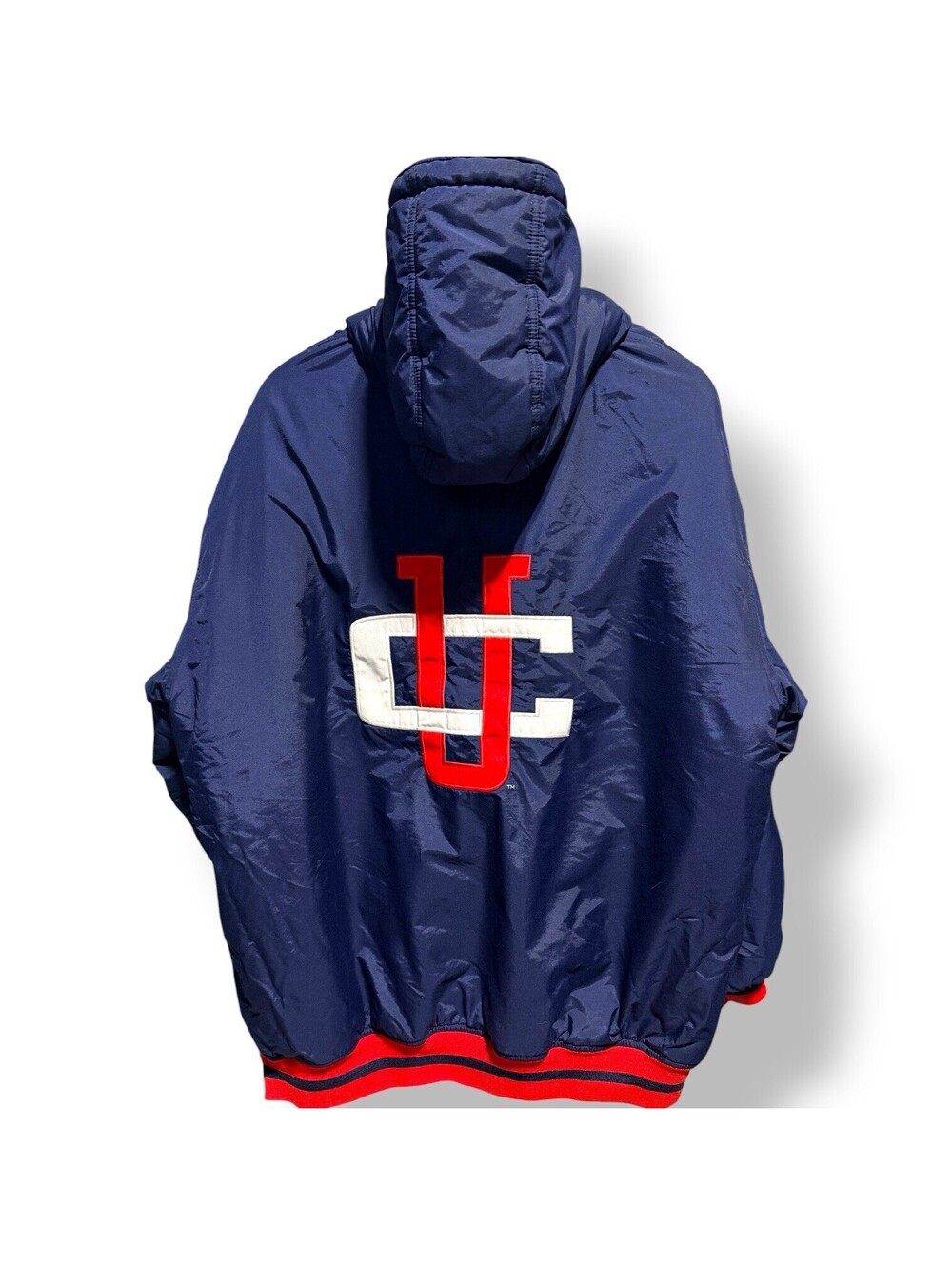 Vintage UConn Huskies Team Edition Jacket Large Navy Hooded NCAA 90s Style